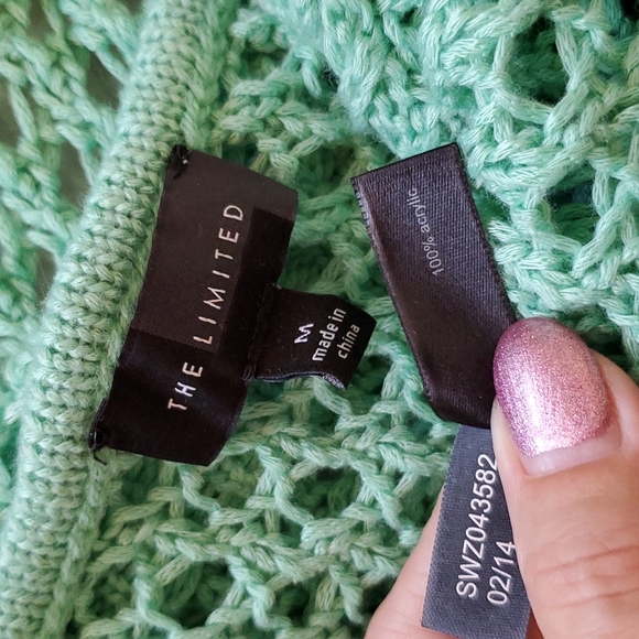 THE LIMITED Mint green open knit sleeveless tank top Medium - Picture 4 of 8